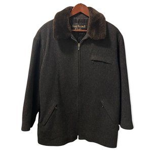 ANNE KLEIN Vintage Gray Wool Pea Coat w/ Fur Collar Medium